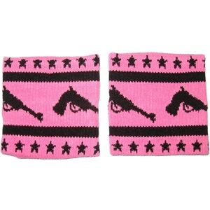 Knit Black Pistols & Stars on Hot Pink Wrist Bands from Sourpuss Clothing